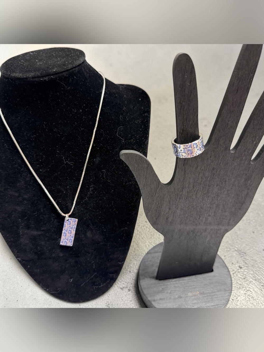 Christian Dior Trotter Necklace And Ring Set (Size 7)